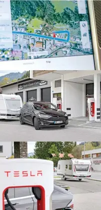  ??  ?? GOOGLE PARA TESLA El software de navegación de Google conduce exactament­e a los puntos de recarga rápida y otras estaciones de carga de Tesla. ALTO CONSUMO DE ENERGÍA En los primeros 133 kilómetros del trayecto, el Tesla nos consumió la friolera de...