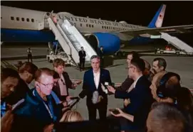  ?? EVELYN HOCKSTEIN/POOL/AFP VIA GETTY IMAGES ?? Secretary of State Antony Blinken spoke to reporters al-Ula airport in Saudi Arabia before he left for Tel Aviv Monday.