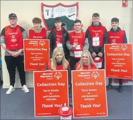  ?? ?? Fionn O’Farrell, Scott Ware, Sean Dennehy, Thomás O’Keeffe, John Kinsella, Cian Mulhern, Ruby Galvin and Keeva O’Brien who were collecting for Special Olympics Ireland recently.