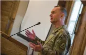  ?? TERRA C. GATTI/U.S. ARMY NATIONAL GUARD ?? Brig. Gen. James W. Ring delivers remarks in February at the Initial Planning Conference in Virginia Beach.