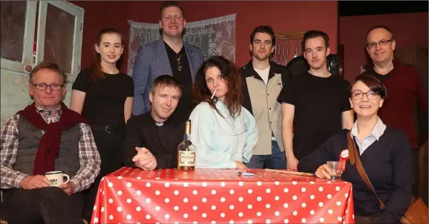  ??  ?? Cast and crew of Enniscorth­y Drama Group’s staging of ‘Wild in the Country’ by Paul O’Reilly in The Presentati­on Centre. Pat Murphy, Emma Murphy, Fintan Kelly (director), Fergal Kelly, Julie Fox, Alan Kinsella, Damien Smullen, Kate Breen and Paul O’Reilly (author).