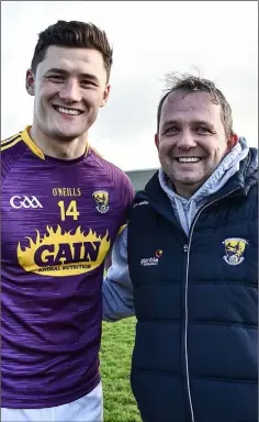  ??  ?? Joint captain Lee Chin and manager Davy Fitzgerald celebrate.