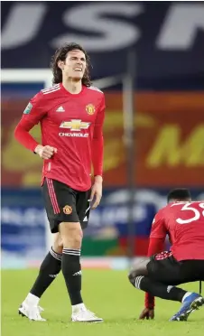  ?? — AFP photo ?? Manchester United’s Edinson Cavani reacts during the English League Cup quarter-final match against Everton at Goodison Park in Liverpool in hits Dec 23 file photo.