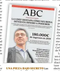  ?? ?? Las pesquisas sobre Monedero nacieron de una alerta del Sepblac y se sigueron en secreto, como reveló ABC