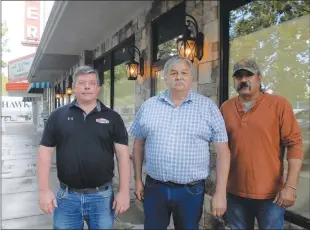  ?? Jake Abbott/appeal-democrat ?? Business partners Rich Sanchez, left, Frank Valadez and Babs Dhaliwal are planning to open a new Irish pub – Plumas Street Pub and Grill – on Plumas Street in Yuba City this August.