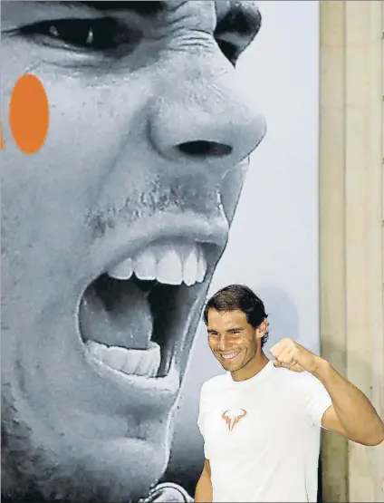  ?? FOTO: AP ?? Rafa Nadal, ayer en un acto promociona­l en París. Ha recuperado la hegemonía en Roland Garros, aparcada tres años, desde 2014