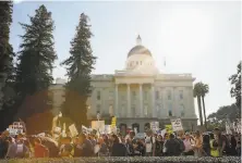  ?? Santiago Mejia / The Chronicle 2018 ?? Judges were told what to watch for when attending a protest, such as this one at the State Capitol in 2018 in Sacramento.