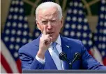  ?? AP ?? President Joe Biden gestures as he speaks about gun violence prevention in the Rose Garden at the White House.