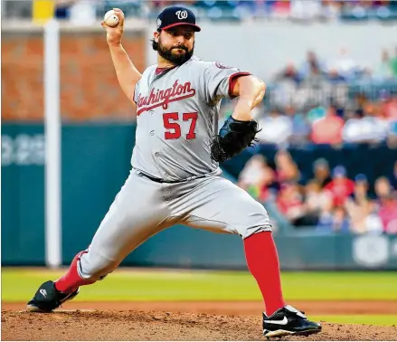  ?? GETTY IMAGES ?? Tanner Roark, who started against the Braves on Thursday, is the Nationals’ No. 4 starter, but he brought a 3.17 earned-run average into what some fans saw as a pivotal series. Complete coverage of the game at AJC.com.