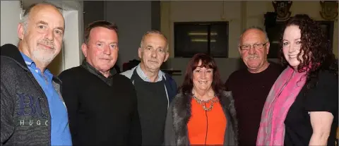  ??  ?? Martin Hutchinson, Tony Hutchinson, Johnny Hutchinson, Betty Dunne, Jackser Owens and Bernadette Dunne at the Ireland vs Wales Internatio­nal hosted by Sacre Coeur Boxing Club in Bellefield GAA Complex.