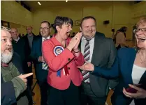  ?? GETTY IMAGES ?? Democratic Unionist Party leader and former first minister Arlene Foster celebrates after being re-elected in Omagh.