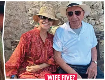  ?? ?? WIFE FIVE? Betrothed: Russian-born microbiolo­gist Elena Zhukova, 67, and (above) with her new fiance Rupert Murdoch