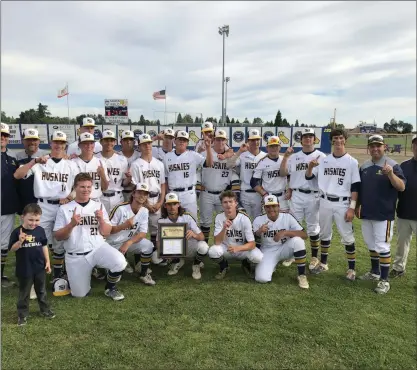  ?? Courtesy photo ?? The Sutter High School baseball team celebrates its section title in 2019 after defeating Corning, 8-1.