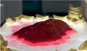  ??  ?? Designer Caitlin Le Harivel documents making her edible art Jelly Lands.