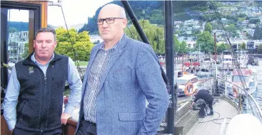  ?? PHOTO: SIMON HARTLEY ?? Flagship . . . Real Journeys’ general manager Paul Norris (left) and corporate entity Wayfare chief executive Richard Lauder, aboard TSS Earnslaw in Queenstown.