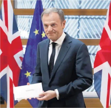  ?? REUTERS ?? Predsjedni­k Europskog vijeća Donald Tusk razočaran je pismom britanske premijerke Therese May kojim ga je obavijesti­la o Brexitu