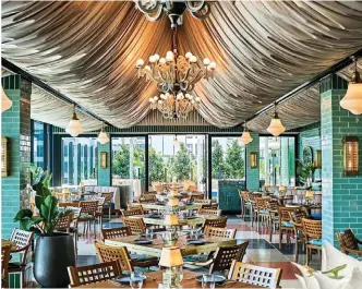  ?? ?? The art-deco inspired restaurant sits on the rooftop of the newly opened Pendry Hotel and Residences.