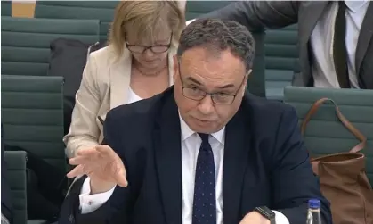  ?? Photograph: House of Commons/PA ?? The governor of the Bank of England, Andrew Bailey, speaking to MPs on the Treasury select committee in the Commons.