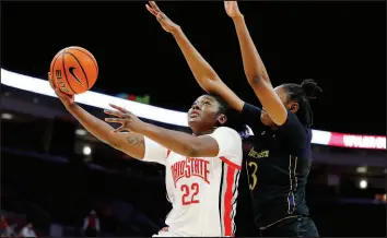  ?? JOE MAIORANA / ASSOCIATED PRESS ?? Ohio State forward Eboni Walker (22) goes in for the basket during a game Jan. 19 against Northweste­rn at Value City Arena in Columbus, Ohio.