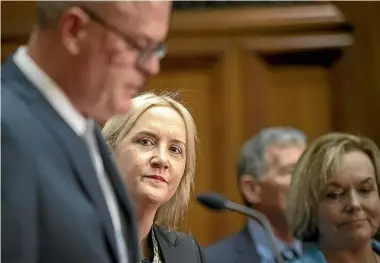  ?? ROSA WOODS/STUFF ?? Todd Muller, Nikki Kaye and Judith Collins, who is now leader of the National Party. Kaye says she has already been offered job ‘‘opportunit­ies’’ since announcing her departure from politics on Thursday – but she has plans to take a break from the spotlight.