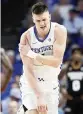  ?? ALEX SLITZ aslitz@herald-leader.com ?? Kentucky Wildcats forward Nate Sestina grabs his shoulder in pain during a game against the Mississipp­i State Bulldogs, Feb. 4, 2020. Shoulder injuries are common with overuse.