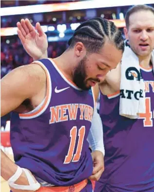  ?? GETTY ?? Dejected Jalen Brunson leaves court after Feb. 12 loss to Rockets in Houston.