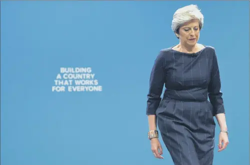  ?? PICTURE: PA WIRE. ?? REBELLION BREWING: Prime Minister Theresa May before her eventful keynote speech at the Conservati­ve Party Conference in Manchester on Wednesday.