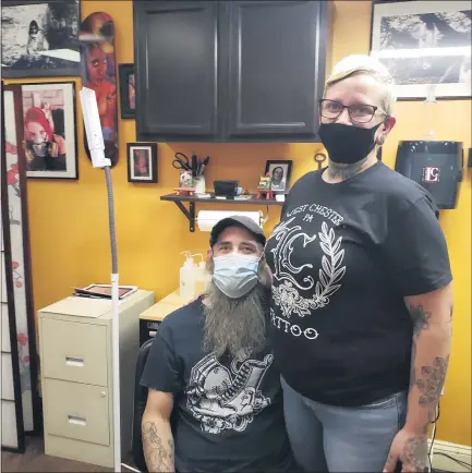  ?? SUBMITTED PHOTO ?? Mike and Shannon Brown of Local Color Tattoo are open for business.