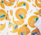  ?? Jessica Christian / The Chronicle ?? Stickers for COVID19 vaccine recipients at St. Rose Hospital in Hayward last week.