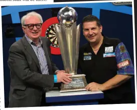  ??  ?? Happy Gilmour: Scotland’s best-known fight promoter turned to darts and managed Gary Anderson on his way to twice winning the world title (left), a feat that echoed Tommy steering Scotland’s Pat Clinton to winning the WBO flyweight world title in 1992 (right)