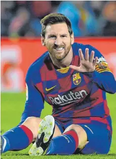  ?? FOTO: ESPA PHOTO AGENCY/DPA ?? Mit Barca am Boden: Lionel Messi.