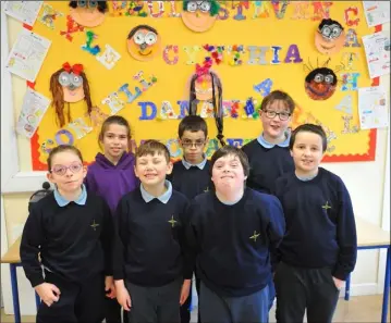  ?? Photo: Aidan Dullaghan/ ?? Cynthia, Sorrell, Steven, Cathal, Kyle, Michael and Paul in St. Brigid’s School. Newspics