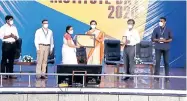  ??  ?? Achievers being honoured at a function organised to mark the NIT Tiruchy Institute Day on Saturday