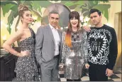  ?? POP TV VIA AP ?? Annie Murphy, Eugene Levy, Catherine O’Hara and Dan Levy from the series “Schitt’s Creek.” The program received the GLAAD award for outstandin­g comedy series.