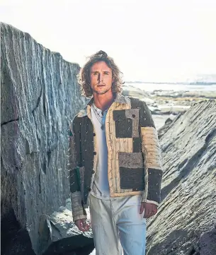  ?? JOHN FRANCIS PETERS PHOTOS THE NEW YORK TIMES ?? Tristan Detwiler, a 23-year-old model and surfer, made his debut men’s wear collection, Stan, as an art school project in San Diego, Calif. Designers are offering a new take on timeless crafts and the ethos of reduce, reuse and recycle.