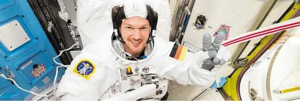  ?? DPA-BILD: GERST ?? Für ihn geht’s raus aus der ISS und runter zur Erde: Der deutsche ISS-Kommandant Alexander Gerst beendet seine Mission.