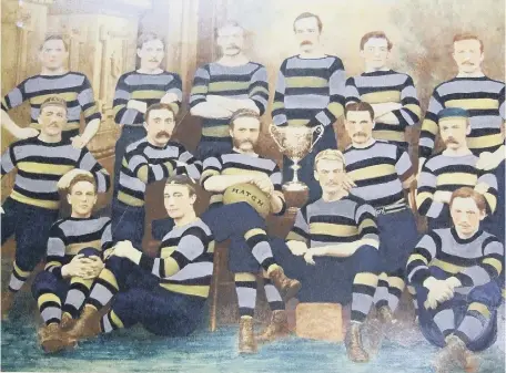  ??  ?? Sunderland RFC’s County Cup winning side of 1881 with Arthur Laing, holding ball, and brother James, wearing a cap, left. Below, Keith Gregson.