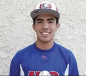  ??  ?? Alejandro Cervantes in his U.S. World Baseball of San Diego uniform. Cervantes will be traveling with the team to participat­e in the World Boys’ Baseball Tournament in Nettuno, Italy, which takes place from Aug. 1-7. COURTESY PHOTO