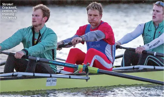  ??  ?? Stroke! Cracknell, centre, in training this week