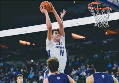  ?? CREIGHTON ATHLETICS PHOTO ?? Creighton’s Ryan Kalkbrenne­r, a 7-foot-1, 270-pound senior, averages 17.4 points and shoots 65.1% from the floor entering the Bluejays’ Sweet 16 matchup against Tennessee on Friday night in Detroit.