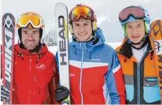  ??  ?? Die schnellste­n Aichacher in Tirol: (von links) Ralph Bergmeier, Jonas Ruisinger und Kilian Haberl.
