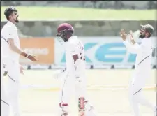  ??  ?? Experience­d West Indies opener Kraigg Brathwaite (centre) … managed just 28 runs from four innings in the series.