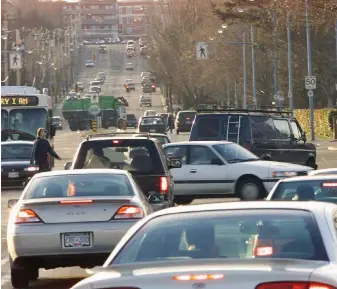  ??  ?? A driver cuts across traffic at the corner of Shelbourne and Hillside, which ICBC says is the most dangerous intersecti­on in Victoria. Turning left at an intersecti­on is a hazardous action, Steve Wallace writes.