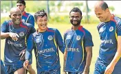  ?? AIFF ?? East Bengal players on the eve of the tie against NEROCA FC.