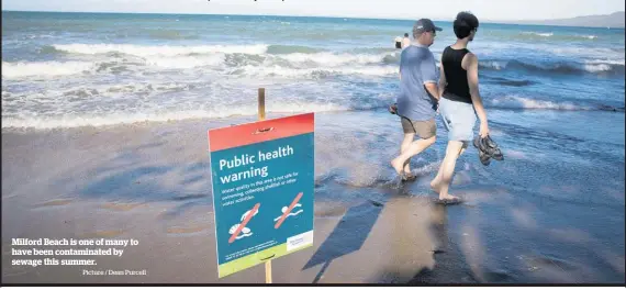  ?? Picture / Dean Purcell ?? Milford Beach is one of many to have been contaminat­ed by sewage this summer.