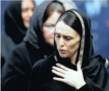  ??  ?? NEW Zealand’s Prime Minister Jacinda Ardern at prayers at Hagley Park outside Al-noor mosque in Christchur­ch, New Zealand yesterday. | JORGE SILVA REUTERS