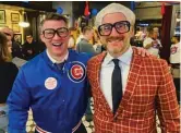  ?? PROVIDED PHOTO ?? Ald.-elect Bill Conway (left), impersonat­ing Harry Caray, is joined by former Cubs pitcher Ryan Dempster.