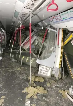  ??  ?? Mass Transit Railway (MTR) trains collide near Central station during signal system trial in Hong Kong, China. — Reuters photo