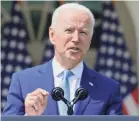  ?? GETTY IMAGES ?? President Joe Biden speaks in the Rose Garden on Thursday. He signed executive orders designed to prevent gun violence and announced David Chipman to head the ATF.