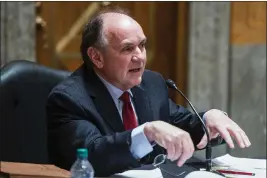  ?? JIM LO SCALZO — POOL VIA AP ?? Jim Troupis, a campaign attorney for former President Donald Trump, speaks during a Senate Homeland Security and Government­al Affairs Committee hearing in 2020to discuss election security.